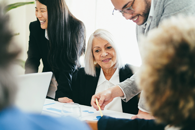 Multiracial business people working